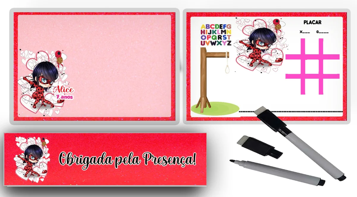 Lousa Magica infantil personalizada para lembrancinhas Ladybug Miraculus - Imagem 4