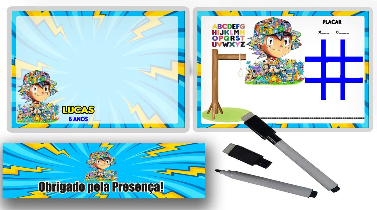 Lousa Magica infantil personalizada para lembrancinhas do Pokemon - Imagem 4