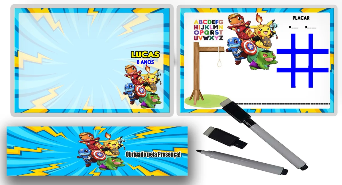 Lousa Magica infantil personalizada para lembrancinhas Pokemon - Imagem 1