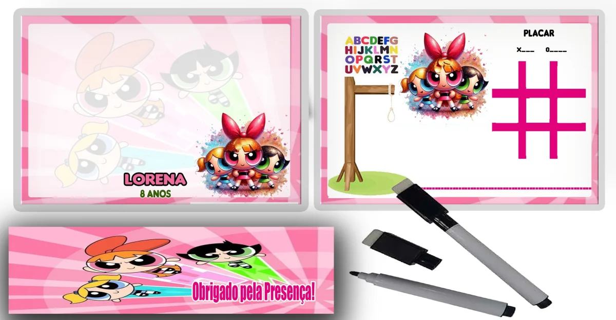 Lousa Magica infantil personalizada para lembrancinhas Meninas Super Poderosas - Imagem 3