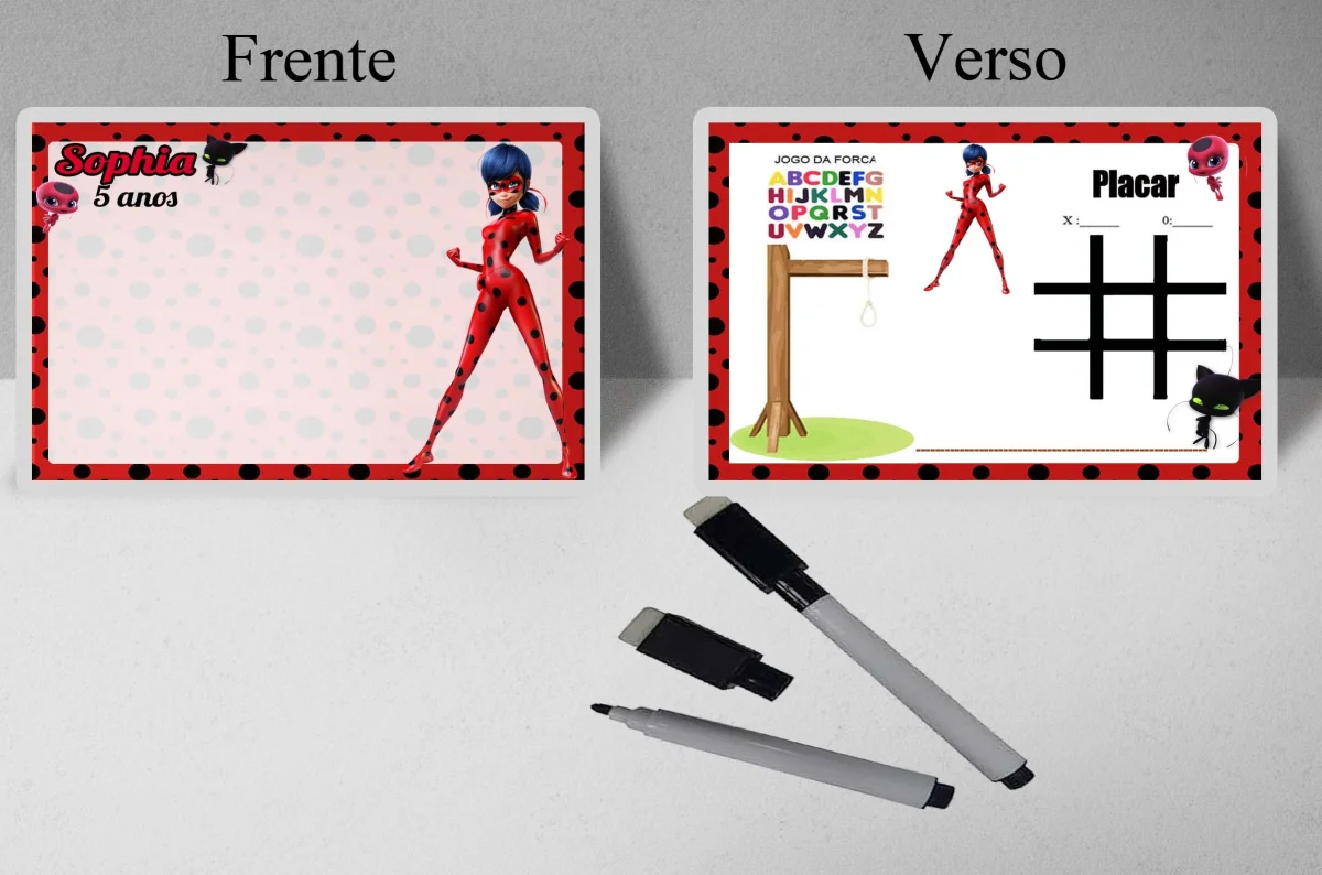 Lousa Magica infantil personalizada para lembrancinhas da Ladybug Miraculus - Imagem 1