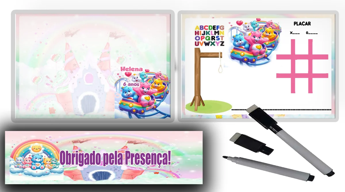 Lousa Magica infantil personalizada para lembrancinhas Ursinhos Carinhos - Imagem 1