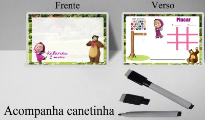 Lousa Magica infantil personalizada para lembrancinhas da Marsha e o Urso