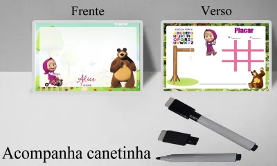 Lousa Magica infantil personalizada para lembrancinhas da Marsha e o Urso