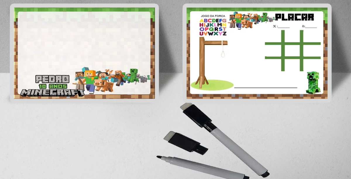 Lousa Magica infantil personalizada para lembrancinhas Minecraft - Imagem 1