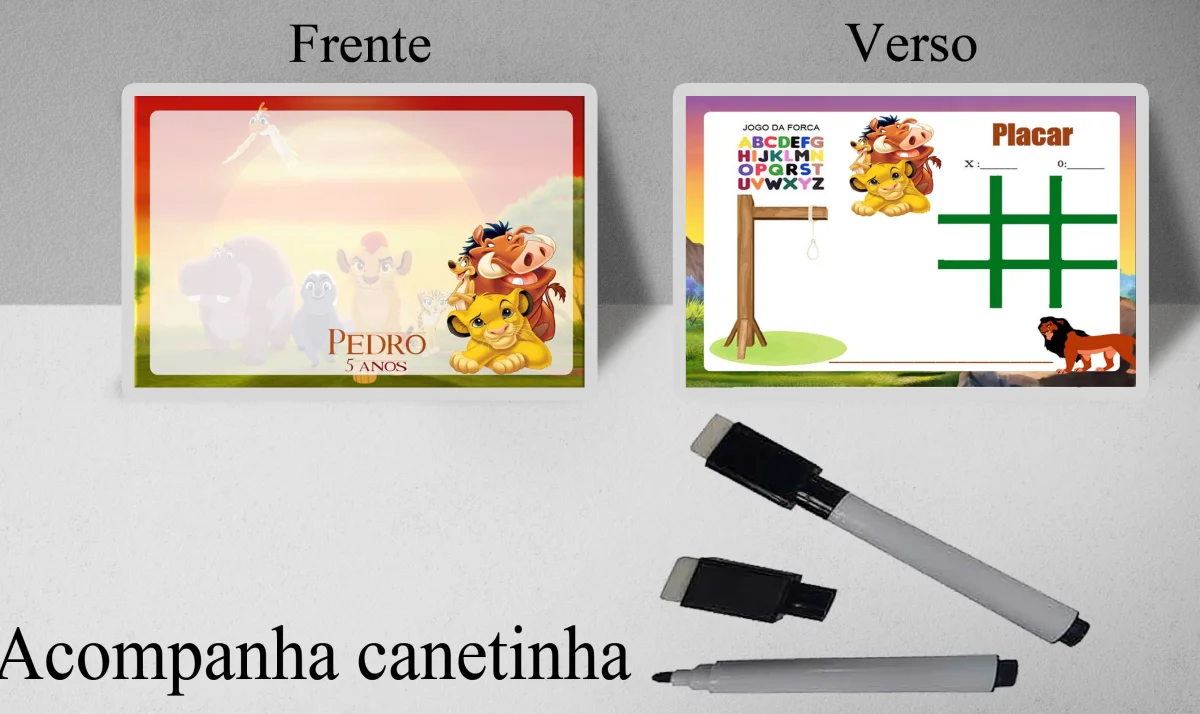 Lousa Magica infantil personalizada para lembrancinhas do Rei Leão - Imagem 1