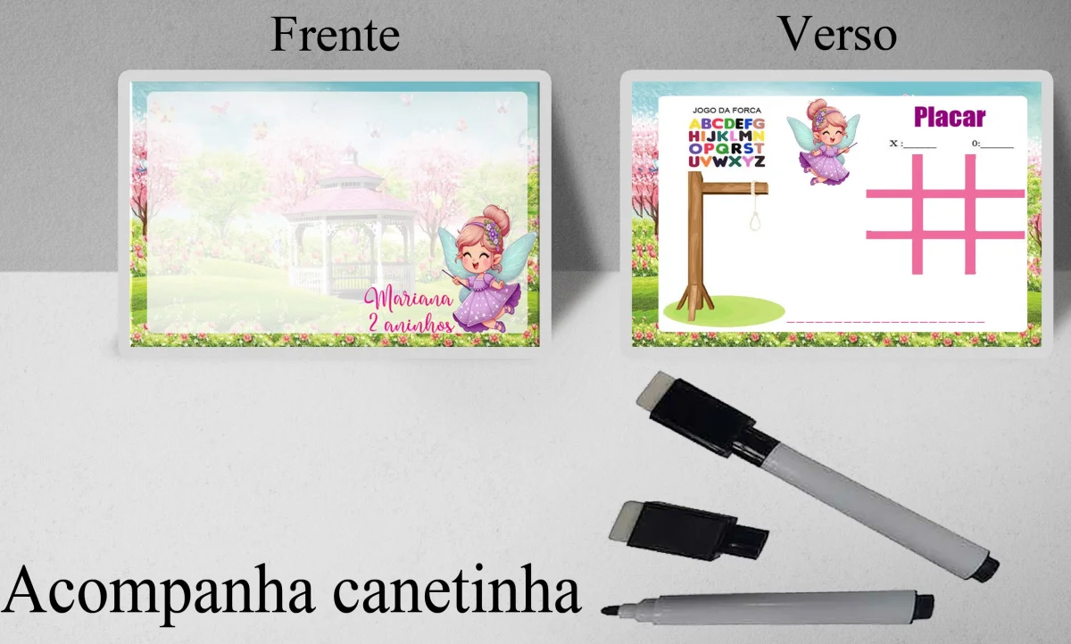 Lousa Magica infantil personalizada para lembrancinhas Jardim das Fadas - Imagem 3