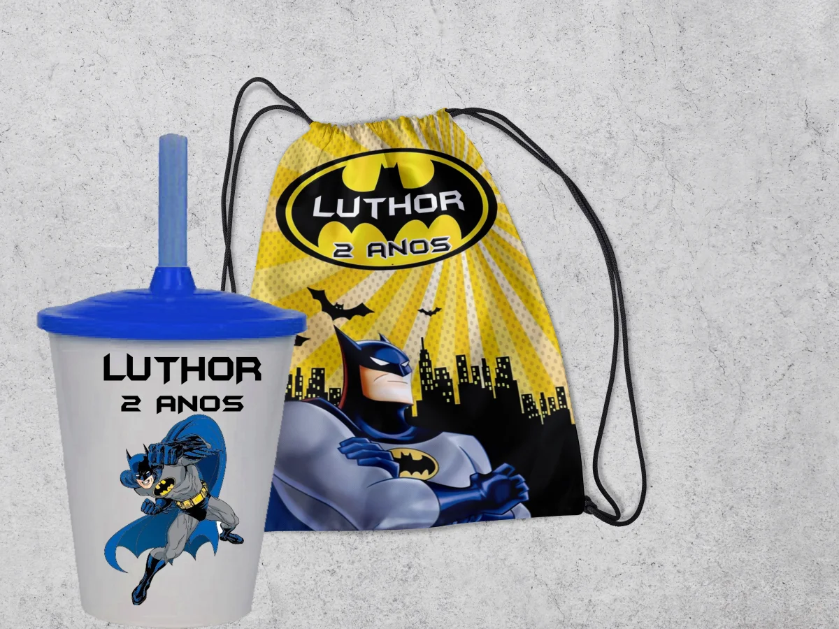 Kit Mochilinha e Copo Personalizado Lembrancinhas do Batman - Imagem 4