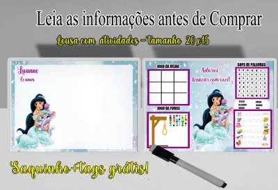Lousa Magica infantil Divertida para lembrancinhas  Princesa Jasmine