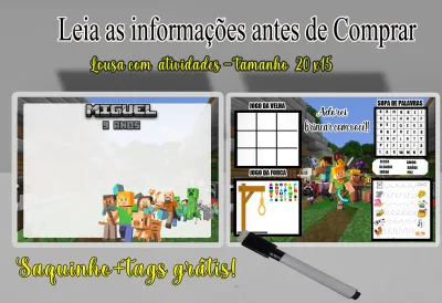 Lousa Magica infantil Divertida para lembrancinhas Minecraft