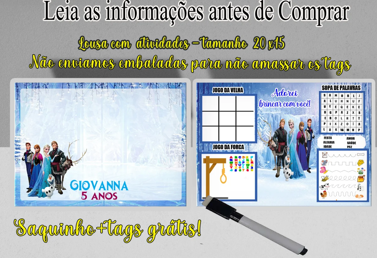 Lousa Magica infantil Divertida para lembrancinhas Frozen - Imagem 3