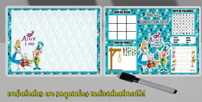 Lousa Magica infantil Divertida para lembrancinhas Alice no Pais das Maravilhas