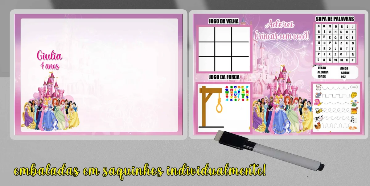 Lousa Magica infantil Divertida para lembrancinhas das Princesas Disney - Imagem 1