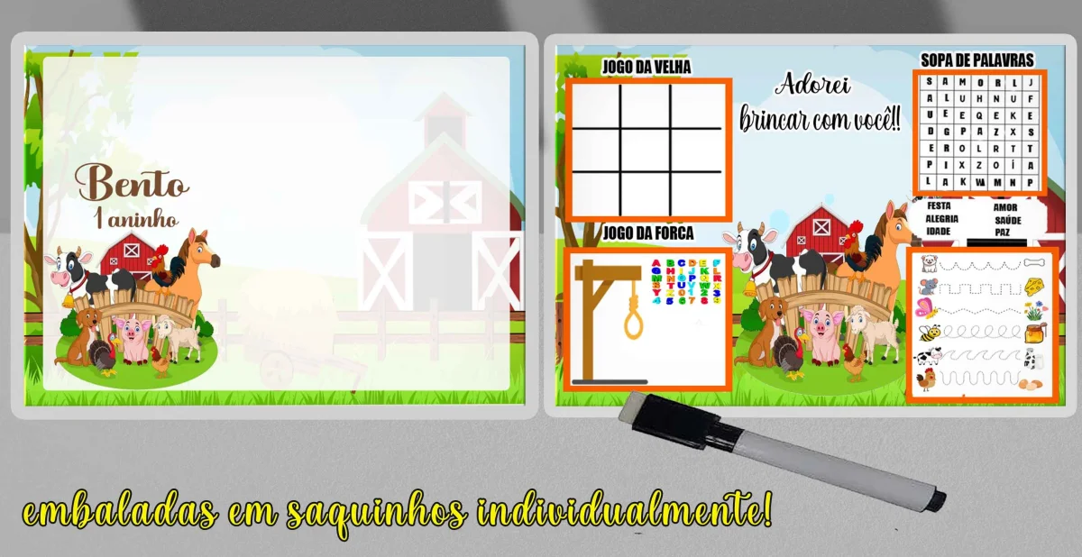 Lousa Magica infantil Divertida para lembrancinhas Fazendinha - Imagem 3