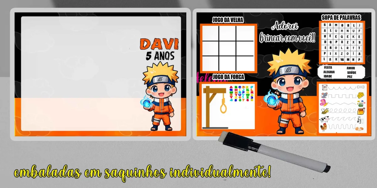 Lousa Magica infantil Divertida para lembrancinhas Naruto - Imagem 3