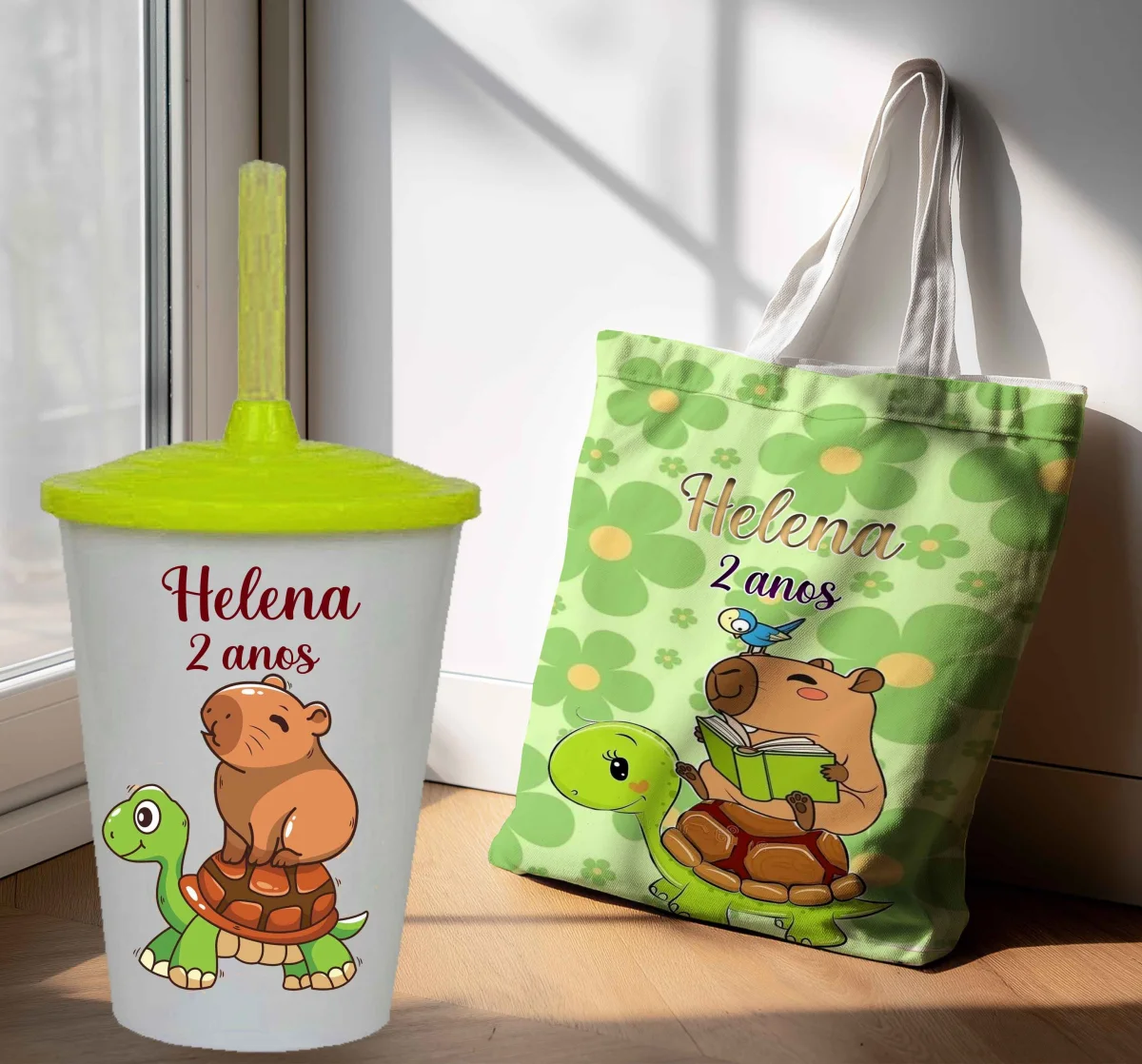 Kit Sacola Ecobag + Copo Twister Personalizado Lembrancinhas da Capivara - Imagem 2
