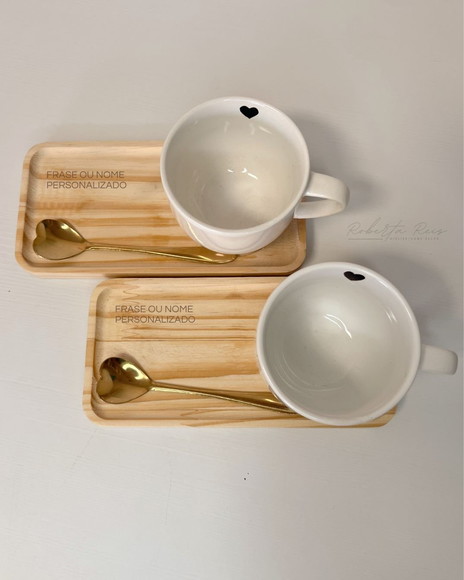 Kit Presente Casal Xícaras com Pires e Vela Personalizados - Imagem 2