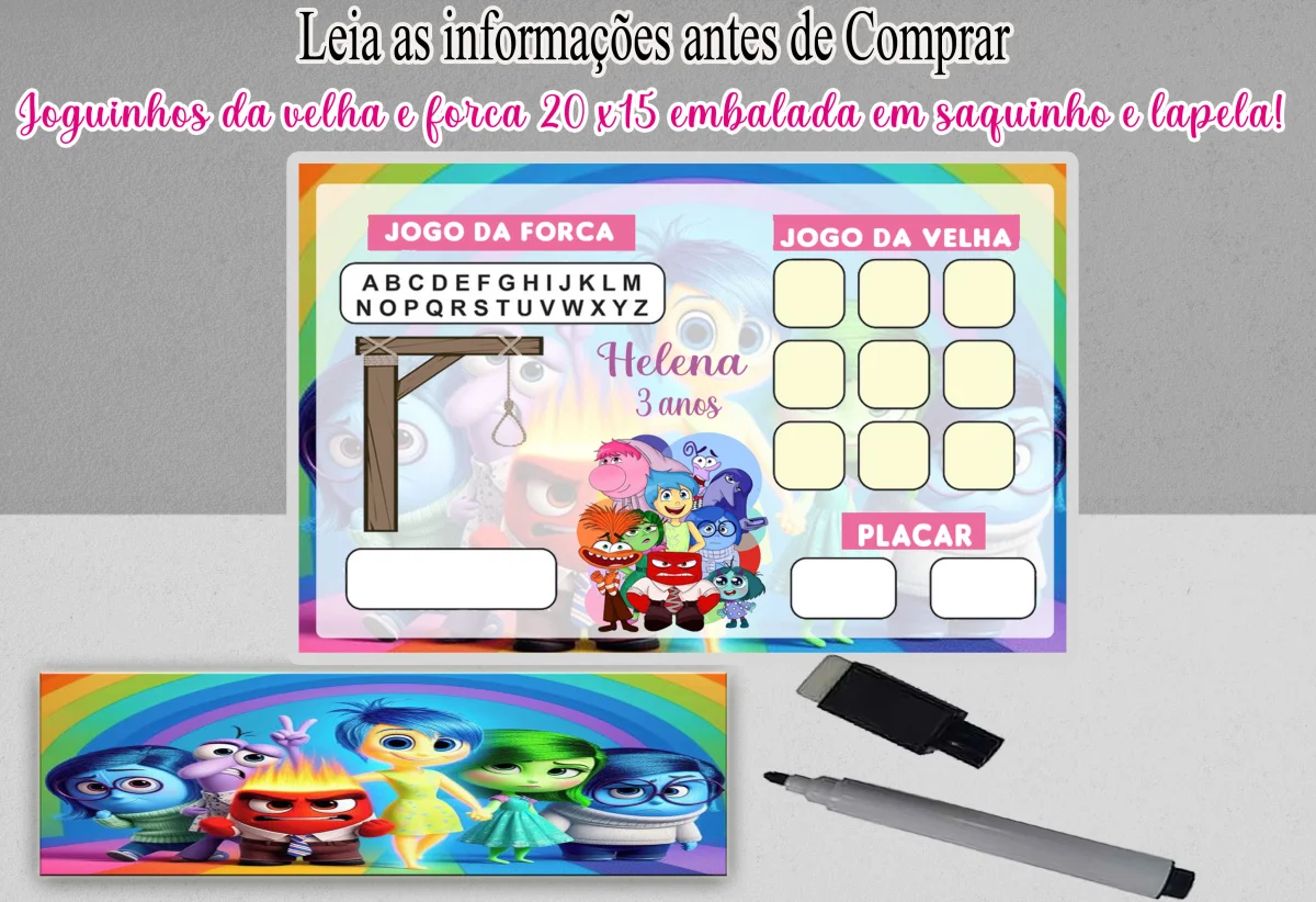 Joguinho da Velha e Forca Lembrancinhas Divertidamente - Imagem 3
