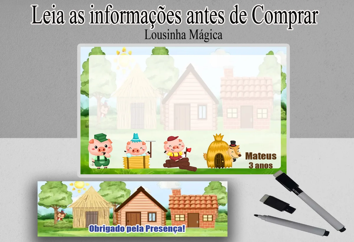 Joguinho da Velha e Forca Lembrancinhas 3 Porquinhos - Imagem 1