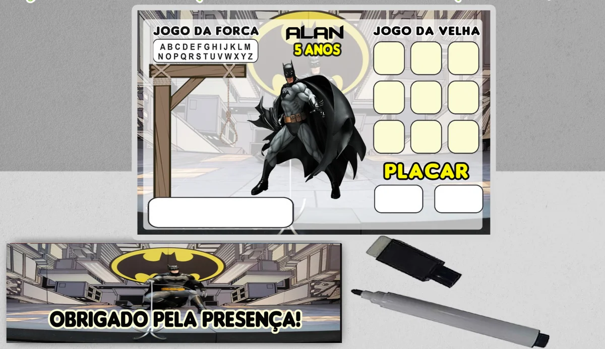 Joguinho da Velha e Forca Lembrancinhas do Batman - Imagem 3