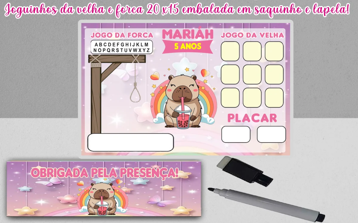 Joguinho da Velha e Forca Lembrancinhas da Capivara - Imagem 5