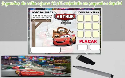 Joguinho da Velha e Forca Lembrancinhas Carros Disney