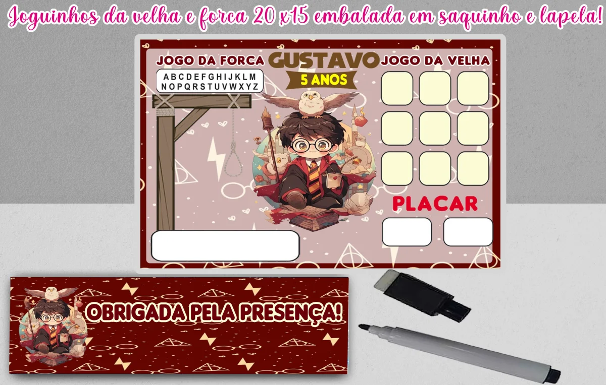 Joguinho da Velha e Forca Lembrancinhas do Harry Potter - Imagem 4