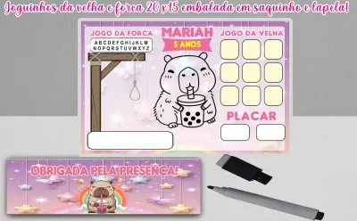 Joguinho  de Colorir da Velha e Forca Lembrancinhas da Capivara