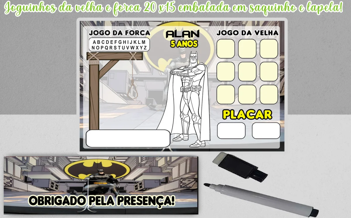 Joguinho de Colorir da Velha e Forca Lembrancinhas Batman - Imagem 3