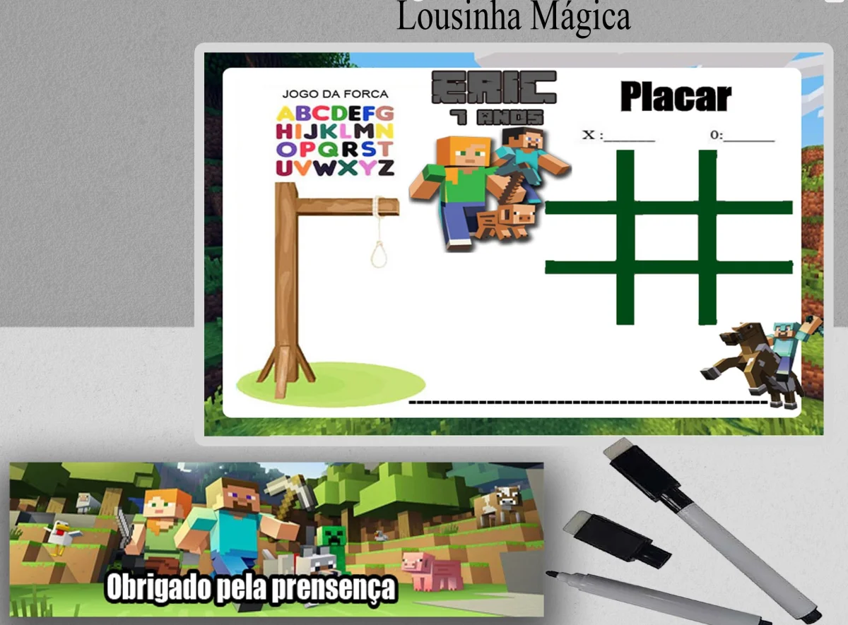 Joguinho da Velha e Forca Lembrancinhas do Minecraft - Imagem 5