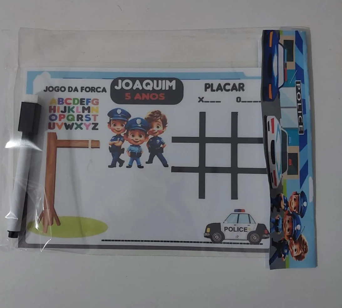 Joguinho da Forca e Velha lembrancinhas infantil da Policia - Imagem 4