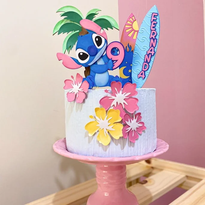 Arquivo de Corte topo de bolo Stitch surf - Imagem 1