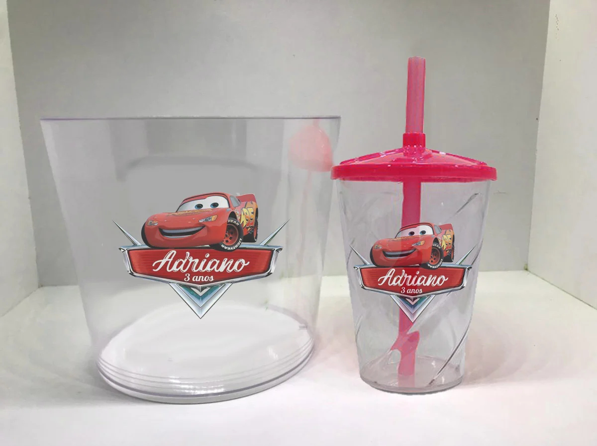 Kit Balde de Pipoca 1,5+Copo Twister Carros Disney - Imagem 1
