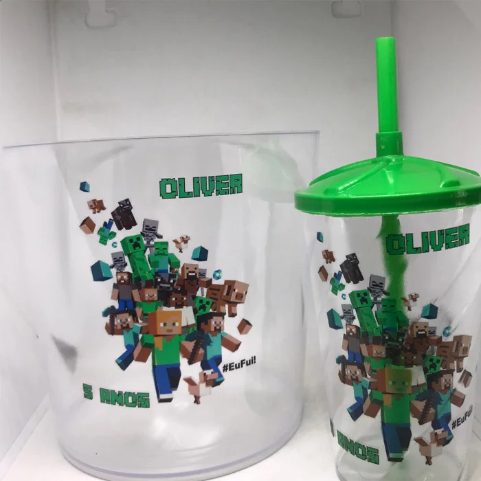 Kit Balde de Pipoca 1,5+Copo Twister do Minecraft