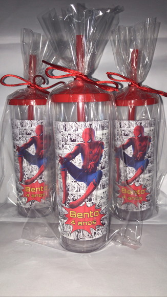 Copo Long Drink com Tampa e Canudo Homem Aranha - Imagem 4