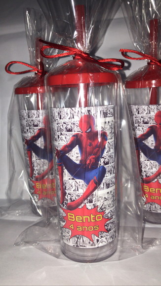 Copo Long Drink com Tampa e Canudo Homem Aranha - Imagem 2