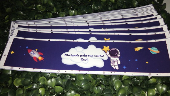 30 Rotulo Adesivo para Água Personalizado Astronauta - Imagem 2