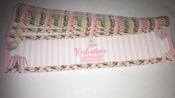 30 Rotulo Adesivo para Água Personalizado Circo