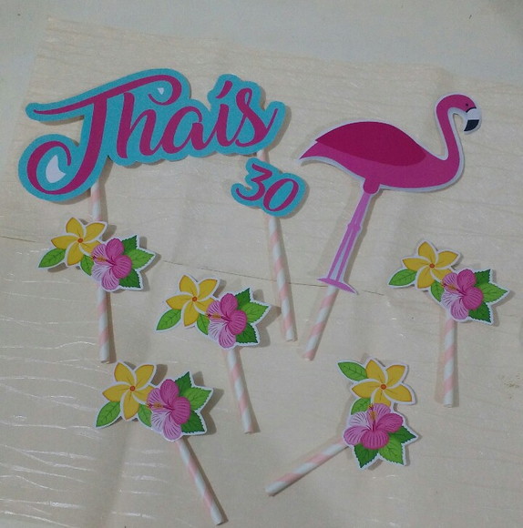 Topo de Bolo Flamingo 3d - Imagem 2