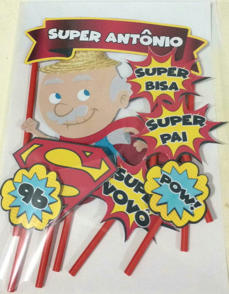 Topo de Bolo Super Vovô 3d - Imagem 4