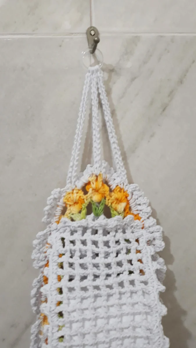 Porta Papel Higiênico Crochê Tulipas - 3 Rolos - Imagem 5