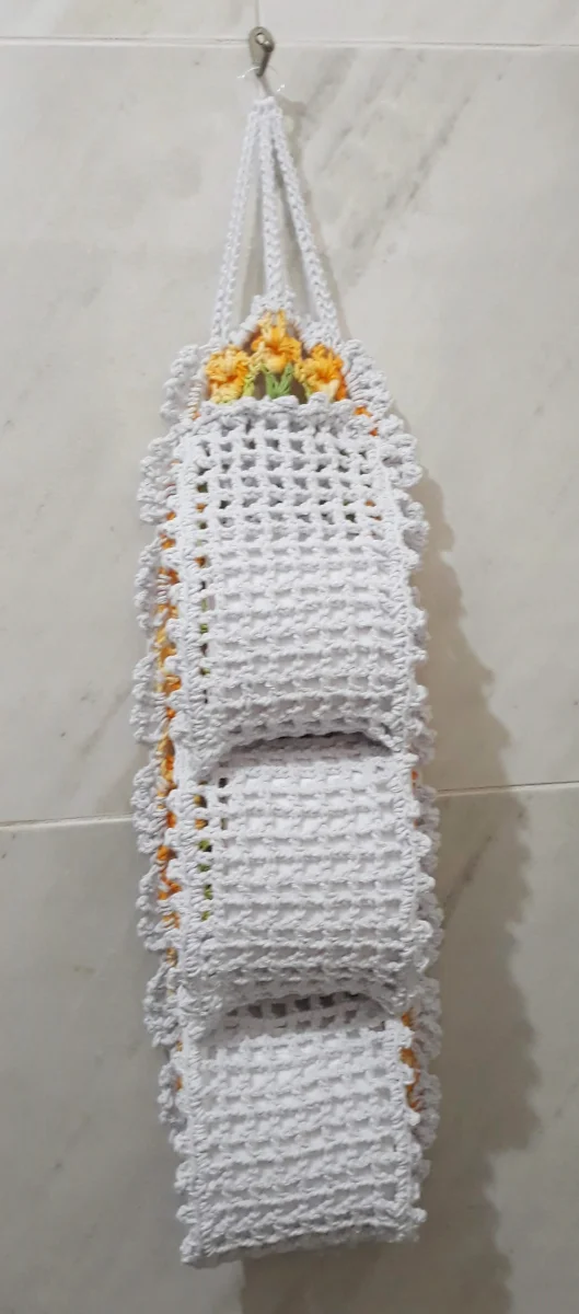 Porta Papel Higiênico Crochê Tulipas - 3 Rolos - Imagem 4