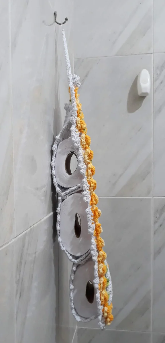 Porta Papel Higiênico Crochê Tulipas - 3 Rolos - Imagem 6