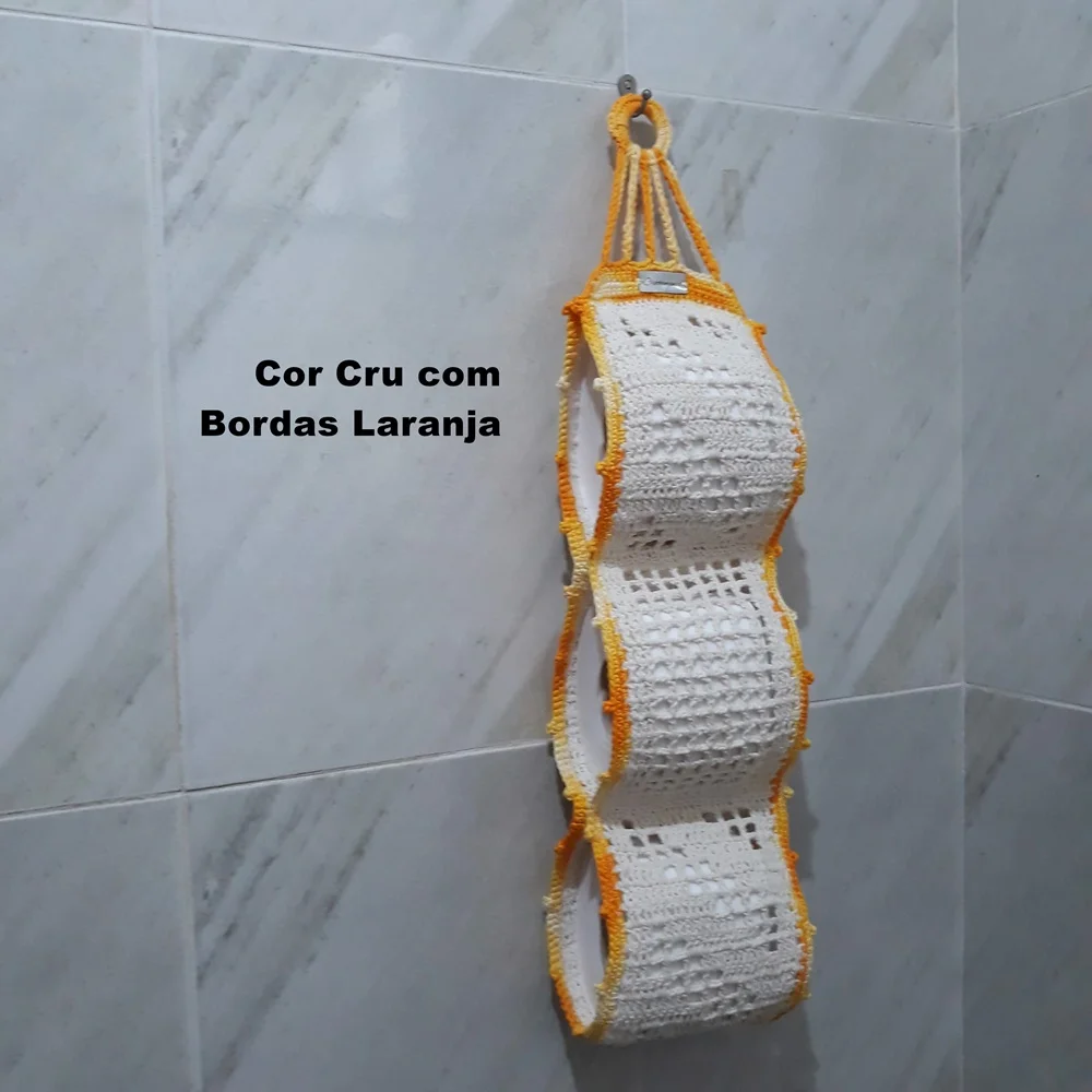 Porta Papel Higiênico Básico Crochê - 3 Rolos - Imagem 8