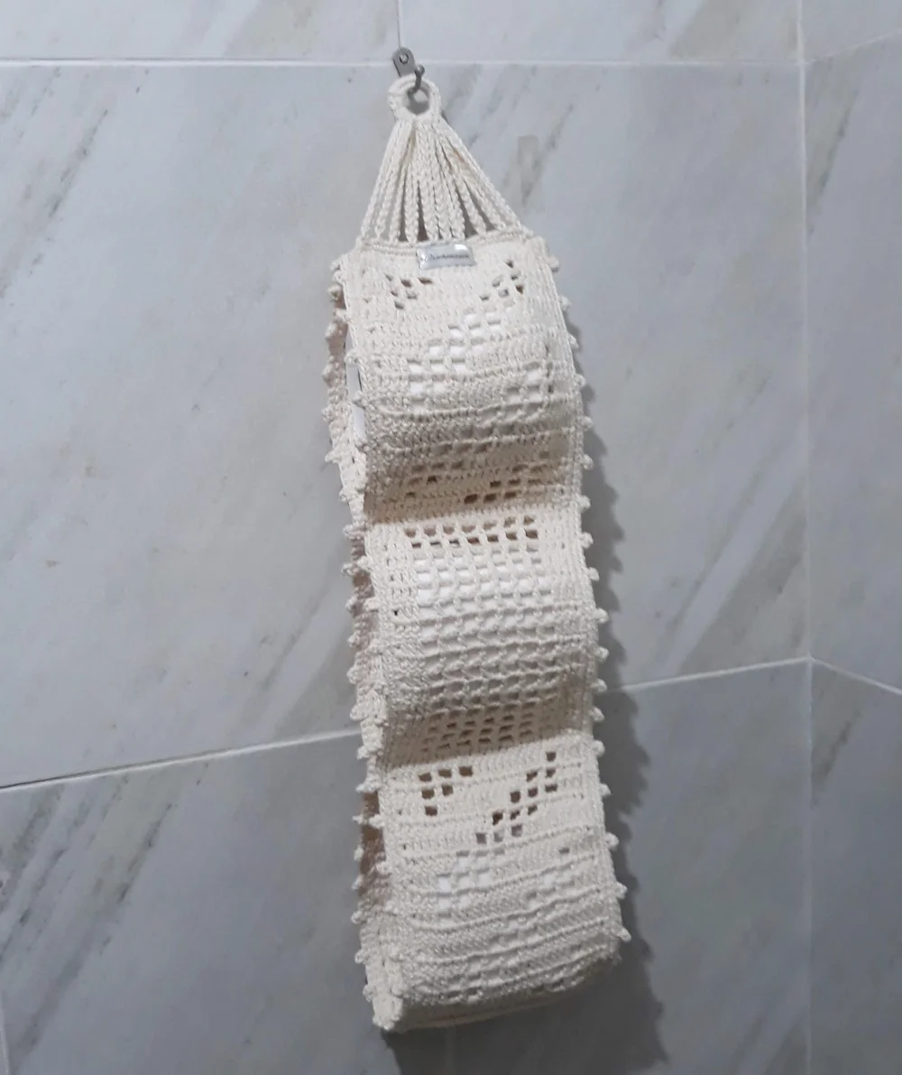 Porta Papel Higiênico Básico Crochê - 3 Rolos