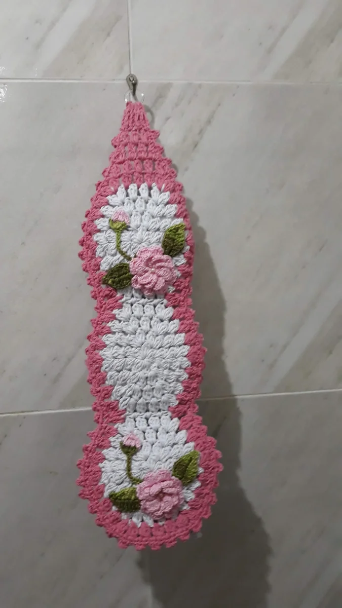 Porta Papel Higiênico  Crochê Dueto Flor - para 3 Rolos