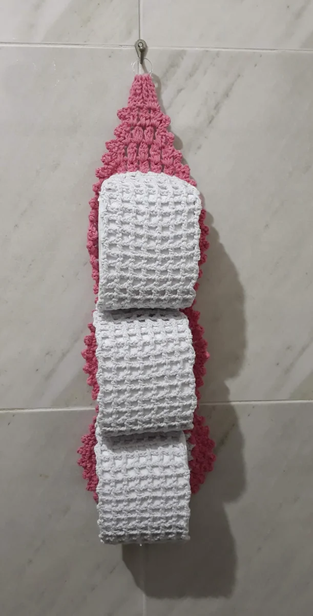 Porta Papel Higiênico  Crochê Dueto Flor - para 3 Rolos - Imagem 3