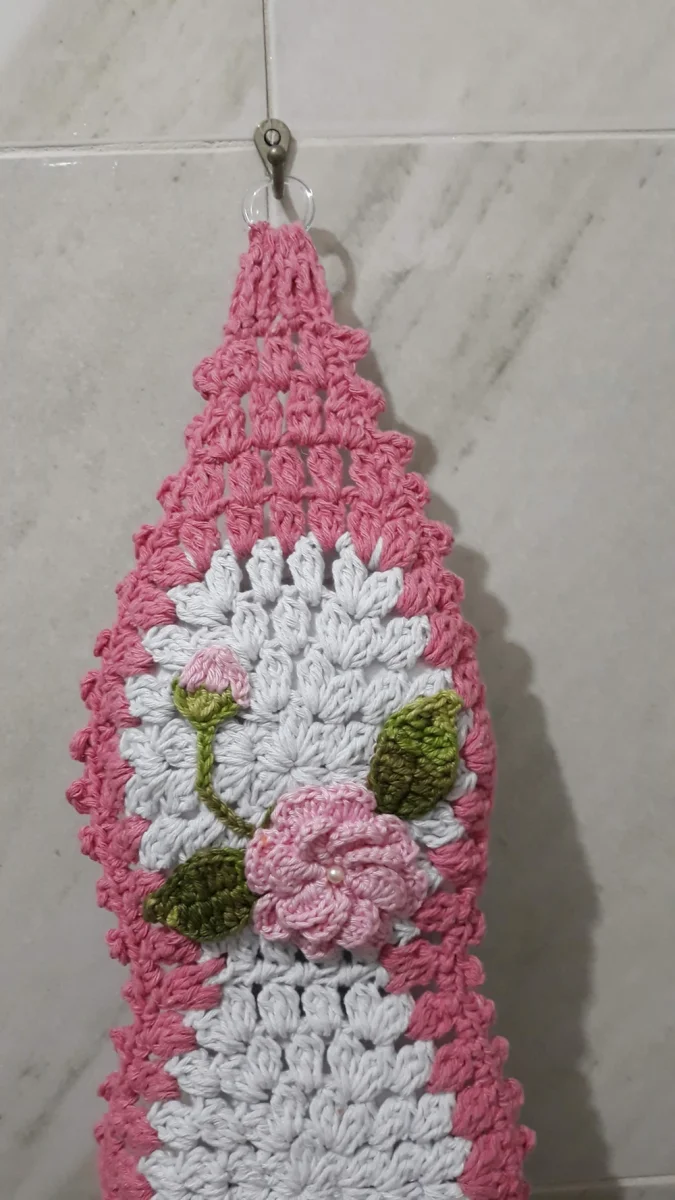 Porta Papel Higiênico  Crochê Dueto Flor - para 3 Rolos - Imagem 2