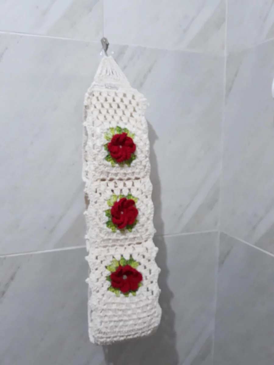 Porta Papel Higiênico em Crochê Flor - 3 Rolos - Imagem 7
