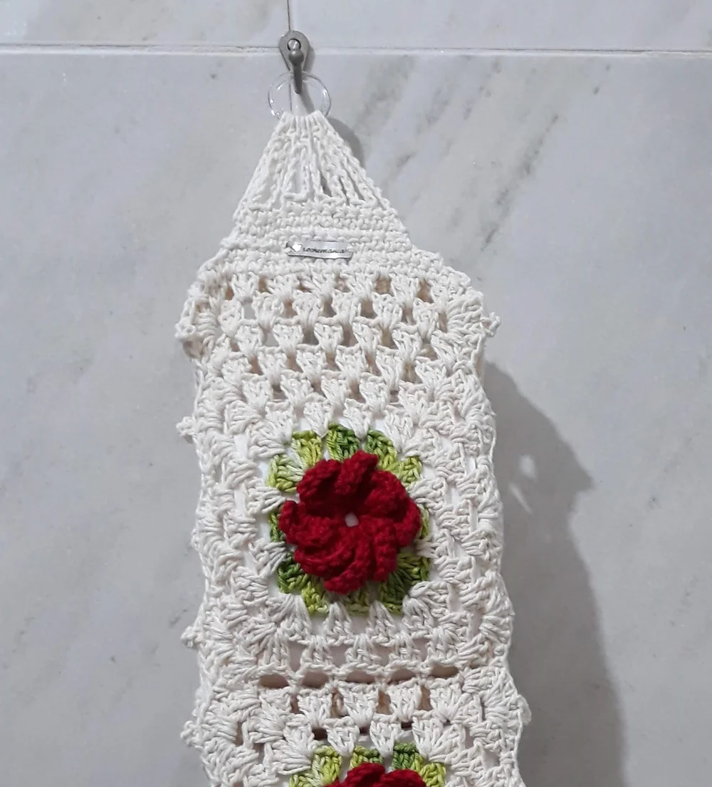 Porta Papel Higiênico em Crochê Flor - 3 Rolos - Imagem 5